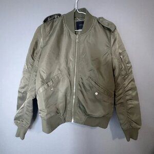 Talula by Aritzia size small Olive Green shiny army Bomber Jacket